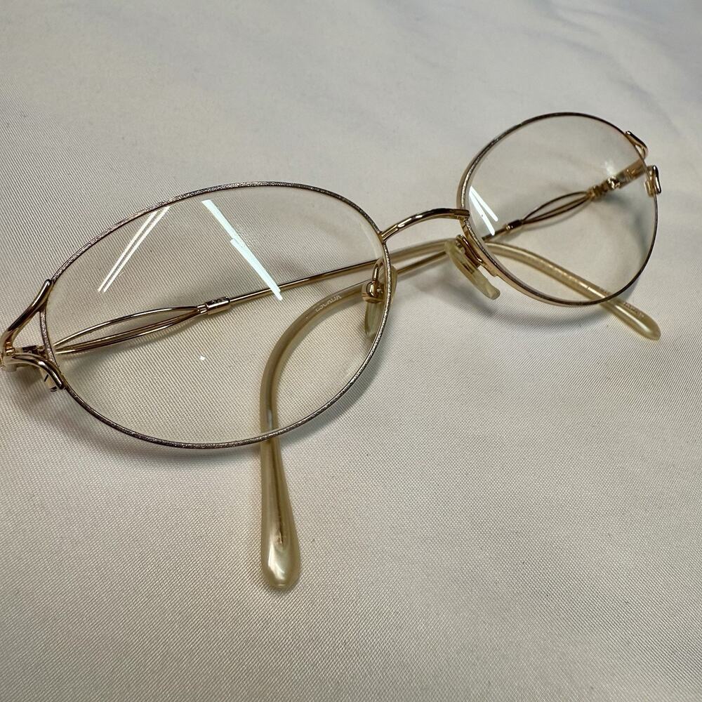 Escada Gold Round Eyeglasses Frame 53□17 130mm Japan Vintage Designer Glasses